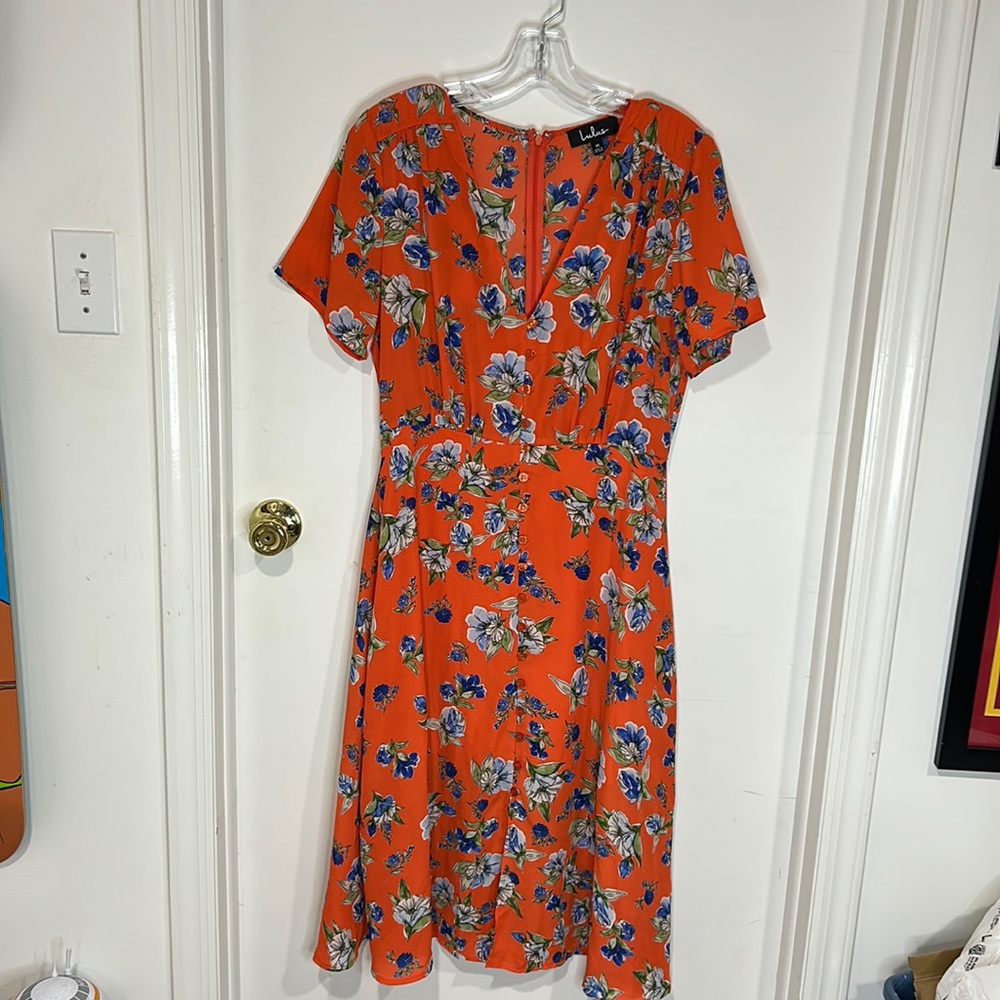 Lulu’s orange and blue floral dress